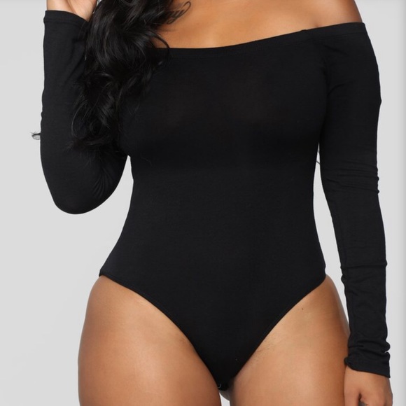 Tops - Black long sleeve off the shoulder bodysuit